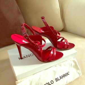 Ladies Manolo Blahnik Red Heel Sandals...Size 7